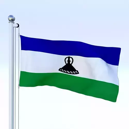 Animated Lesotho Flag Low-poly 3D model