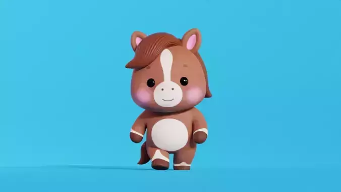 Horse Cartoon Character Rigged Animated Pony Chibi Kawaii 