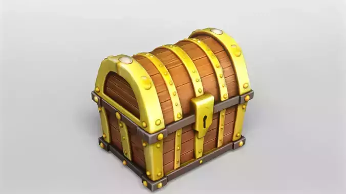 Stylized Golden Band Treasure Chest