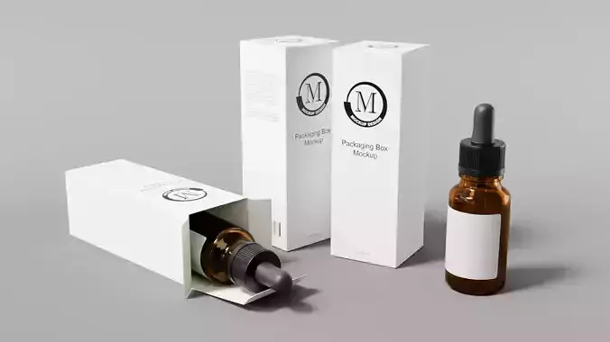 Dropper Bottle with Packaging Box Mockup