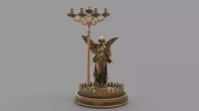 Angel candle holder hi poly