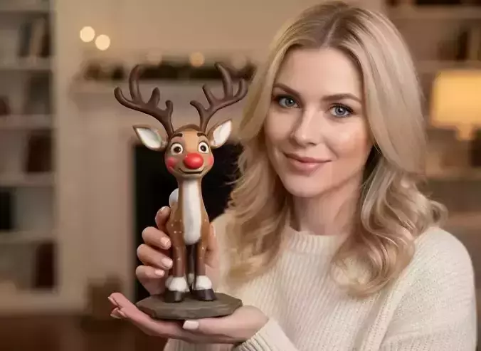 Christmas Reindeer Bust 3D Model   Decor Ornament