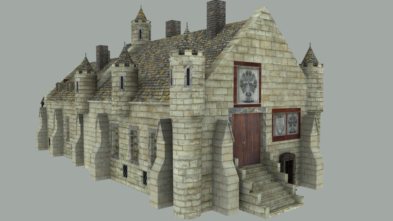Medieval city Hall 3D model_1