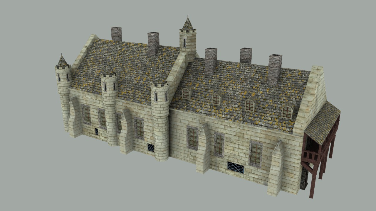 Medieval city Hall 3D model_3