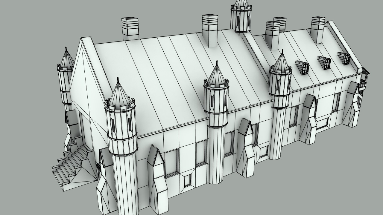 Medieval city Hall 3D model_7