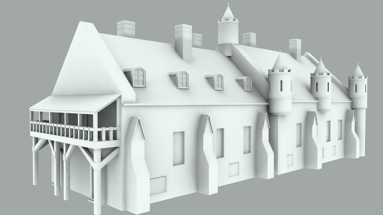 Medieval city Hall 3D model_6