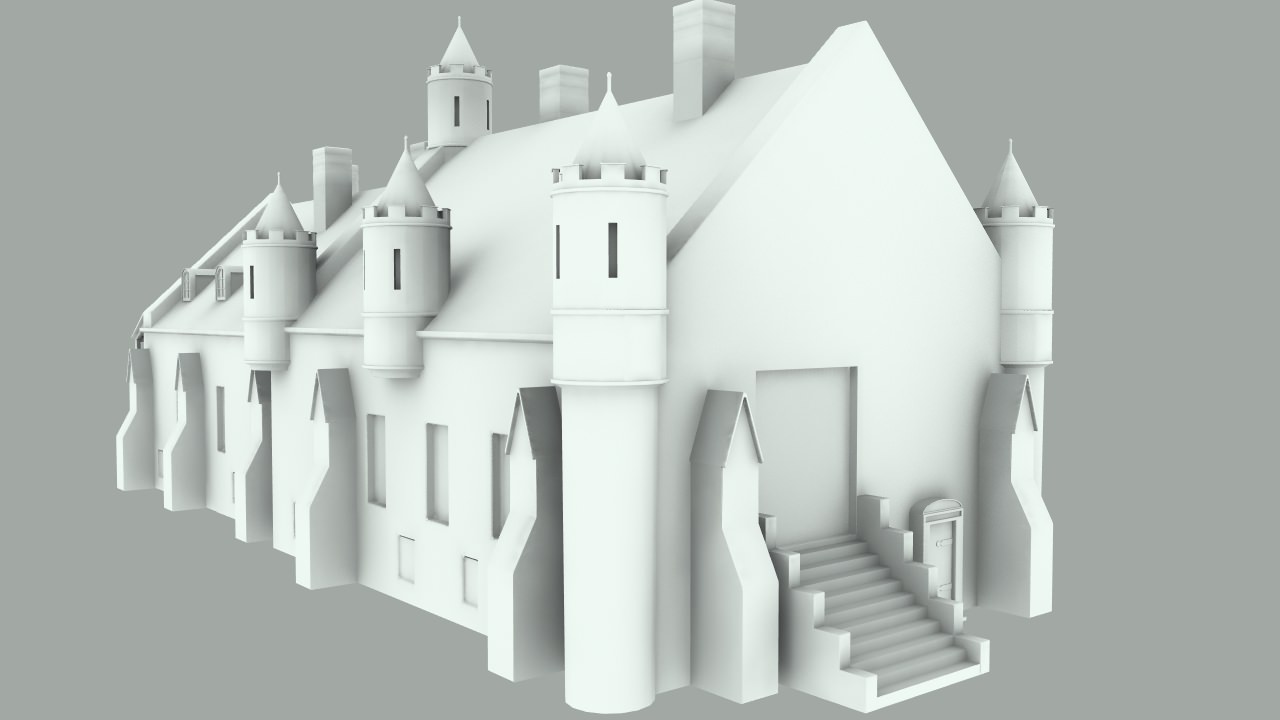 Medieval city Hall 3D model_5