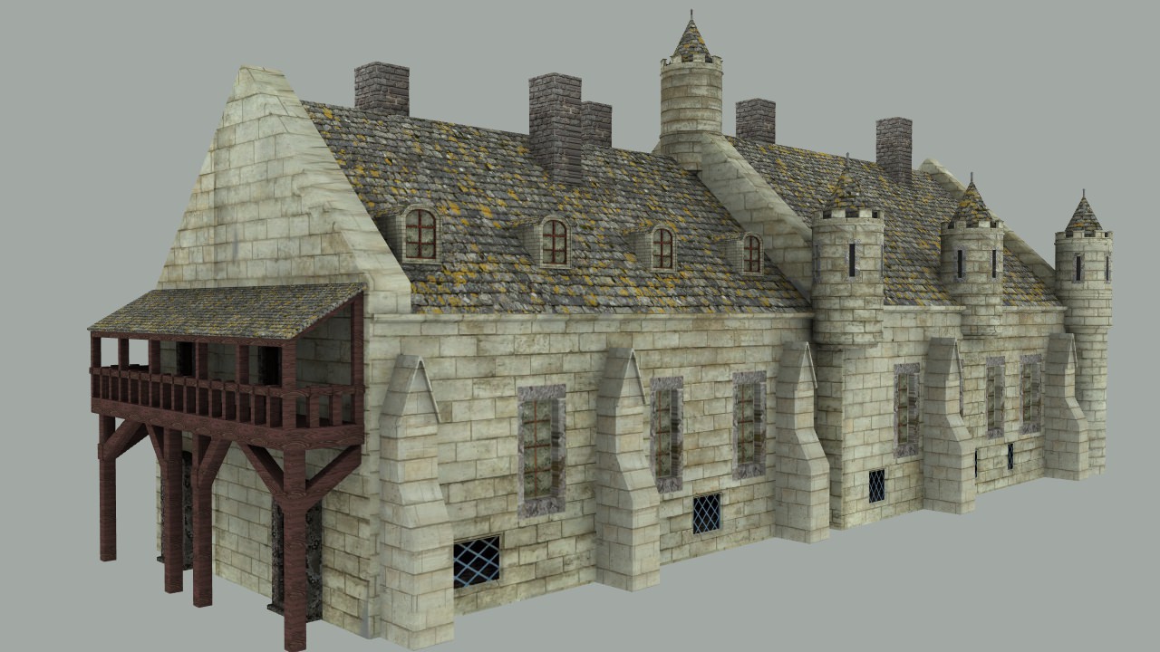 Medieval city Hall 3D model_4