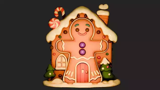 3D Gingerbread House with Cookie Character  Christmas Decoration