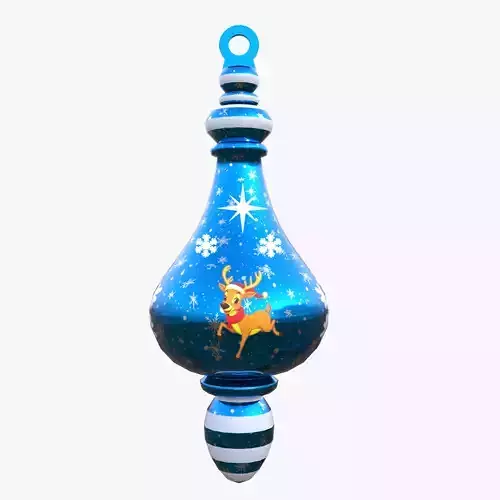 Charming Reindeer Blue Holiday Bauble 3D Model PBR Lowpoly