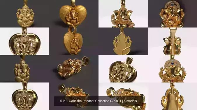5 in 1 Ganesha Pendant Collection GPRC1
