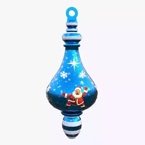 Charming Santa Holiday Blue Bauble 3D Model  PBR Ready