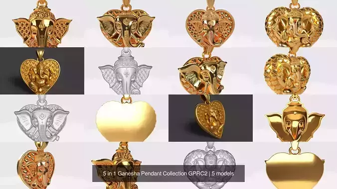 5 in 1 Ganesha Pendant Collection GPRC2