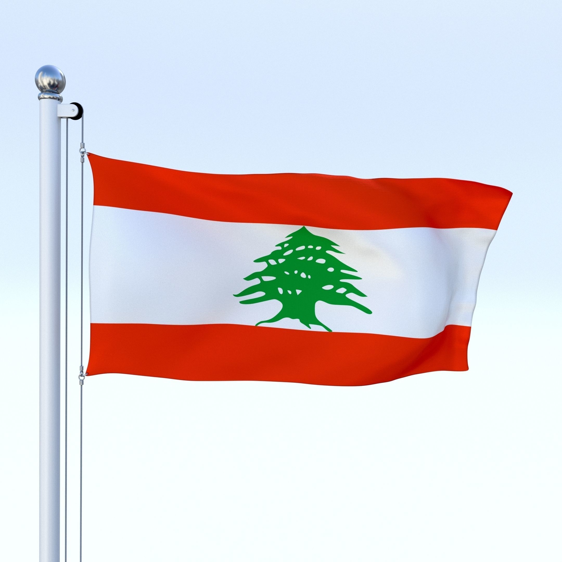 Animated Lebanon Flag Low-poly 3D model_11