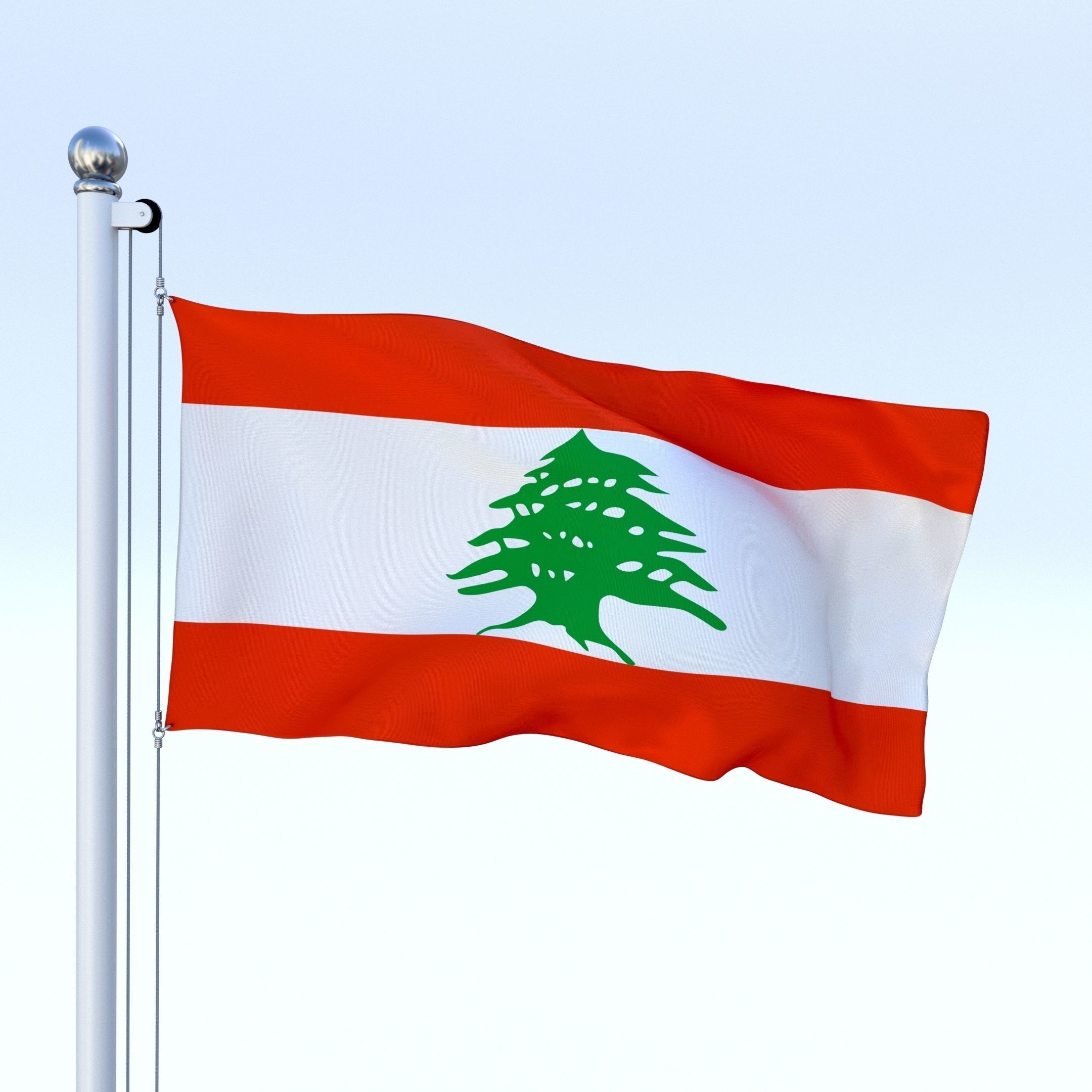 Animated Lebanon Flag Low-poly 3D model_14