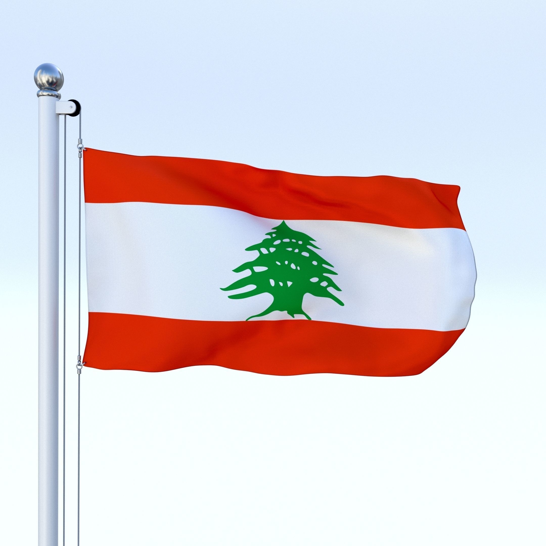 Animated Lebanon Flag Low-poly 3D model_9