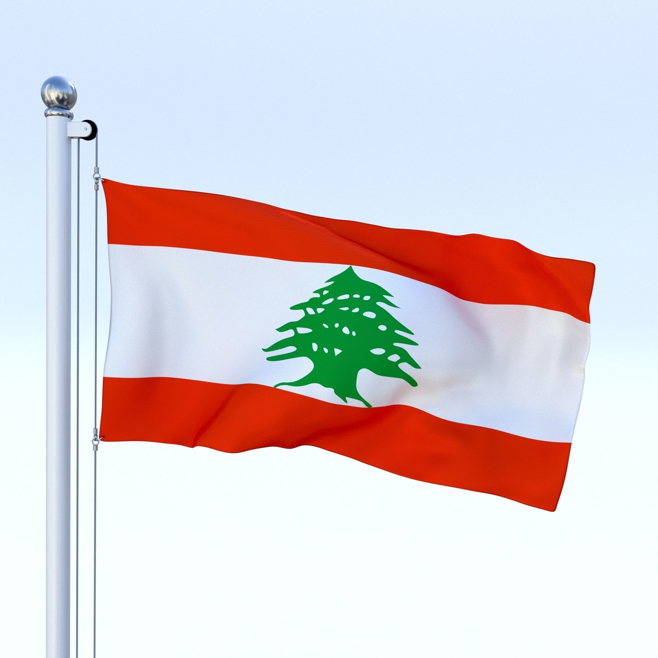 Animated Lebanon Flag Low-poly 3D model_3