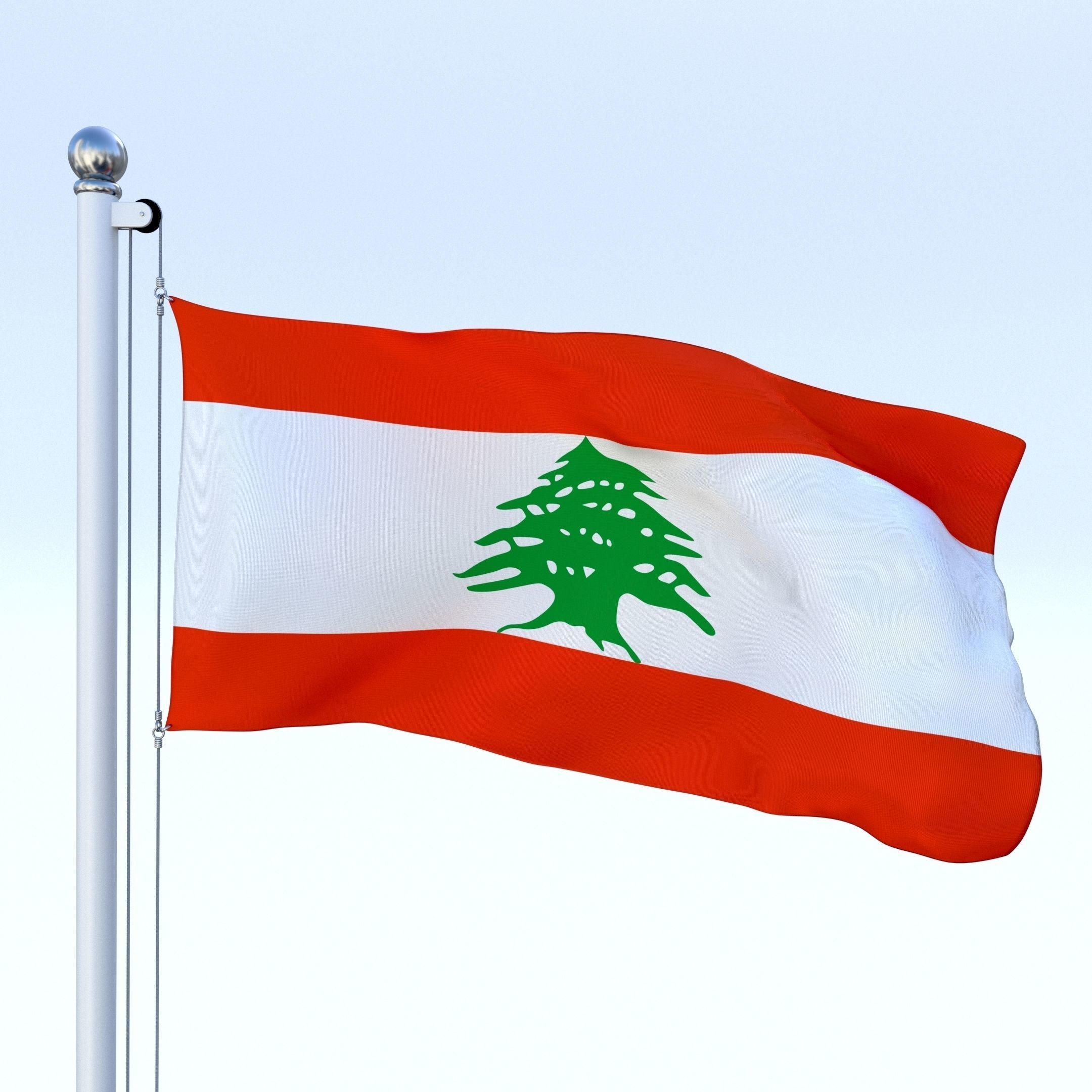 Animated Lebanon Flag Low-poly 3D model_26