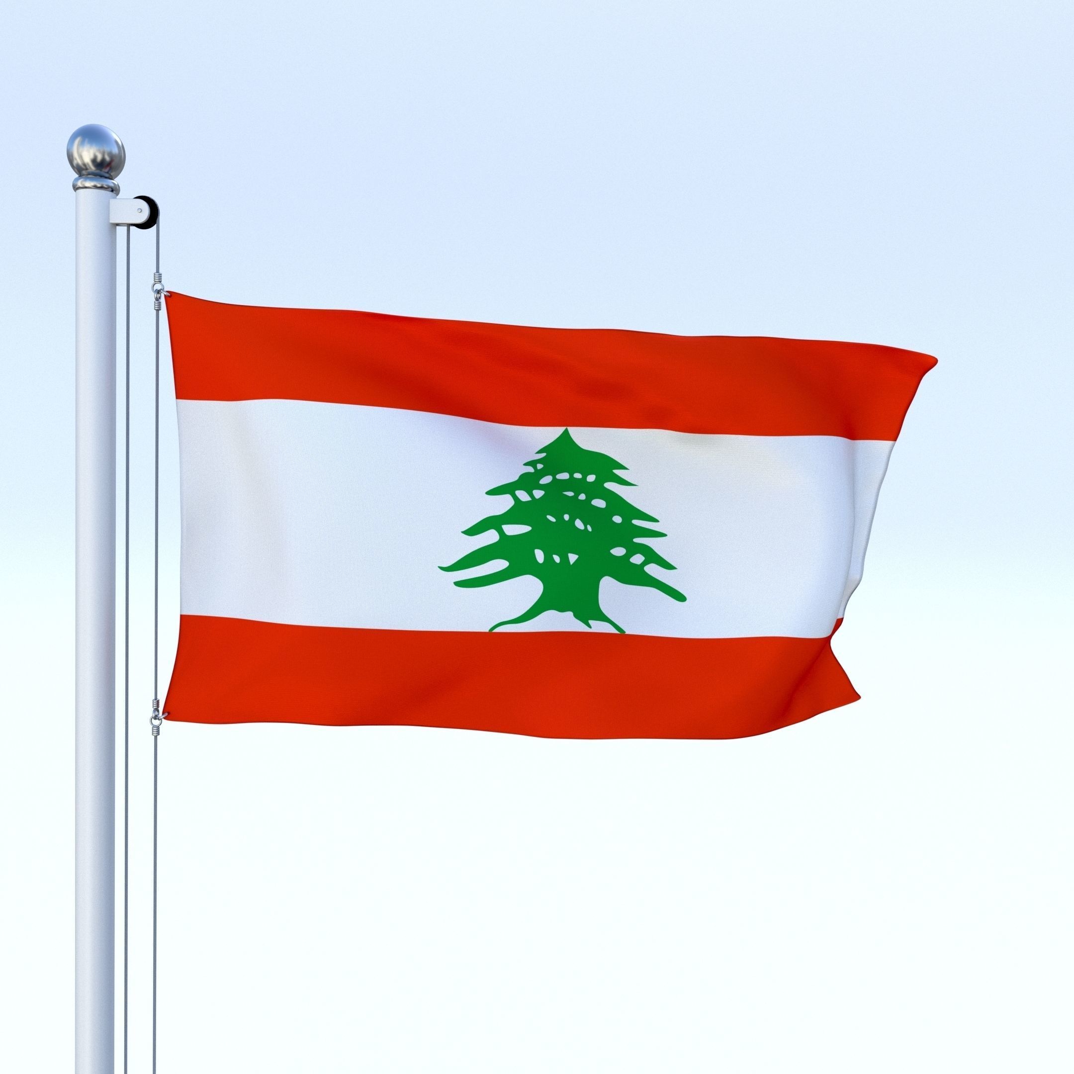 Animated Lebanon Flag Low-poly 3D model_5