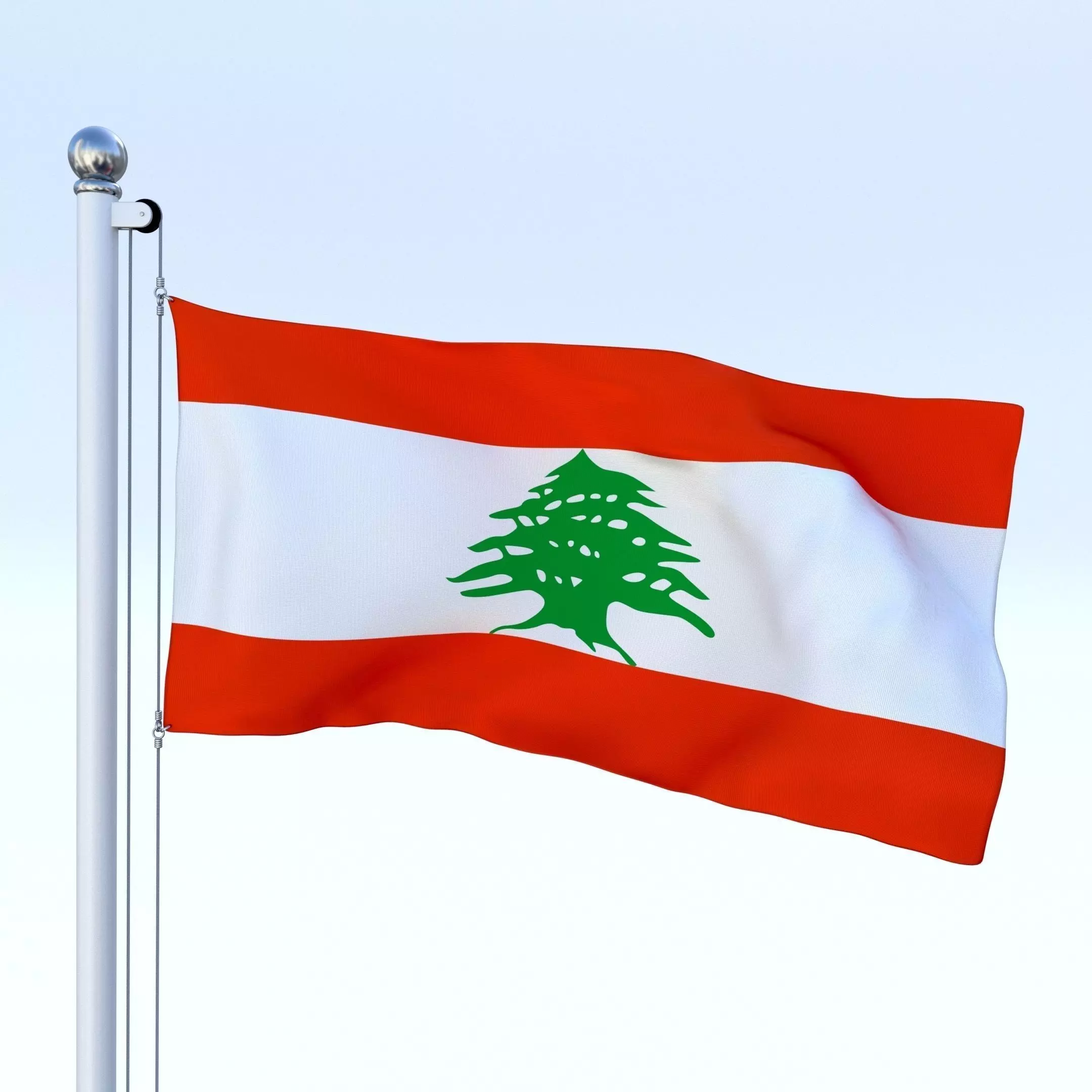 Animated Lebanon Flag Low-poly 3D model_0