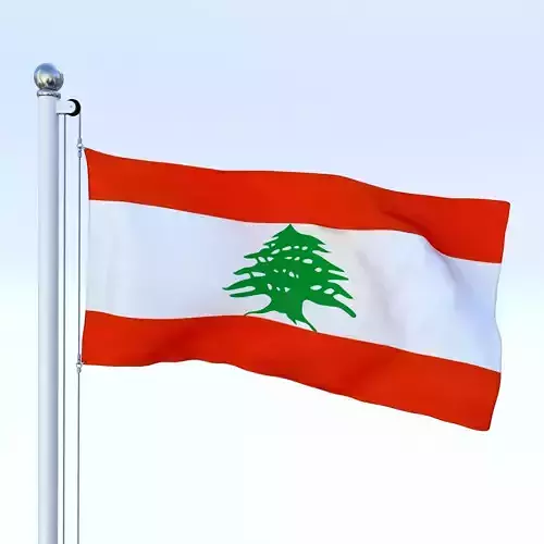 Animated Lebanon Flag Low-poly 3D model