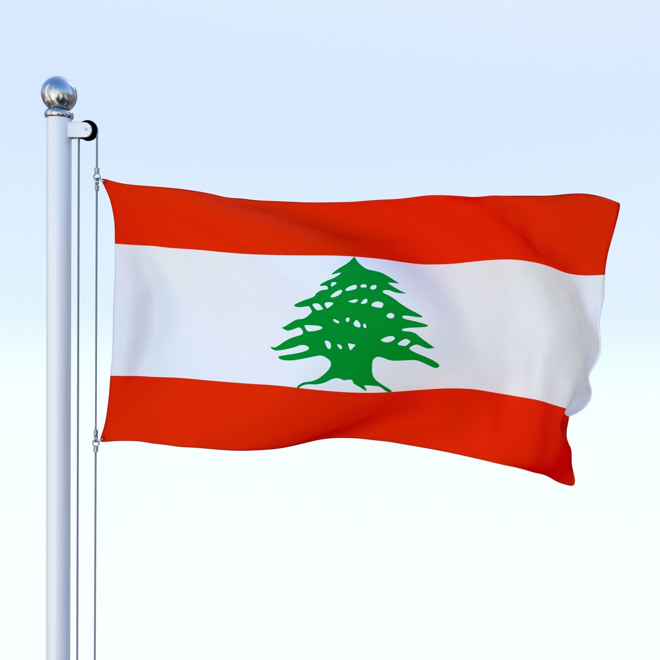Animated Lebanon Flag Low-poly 3D model_24