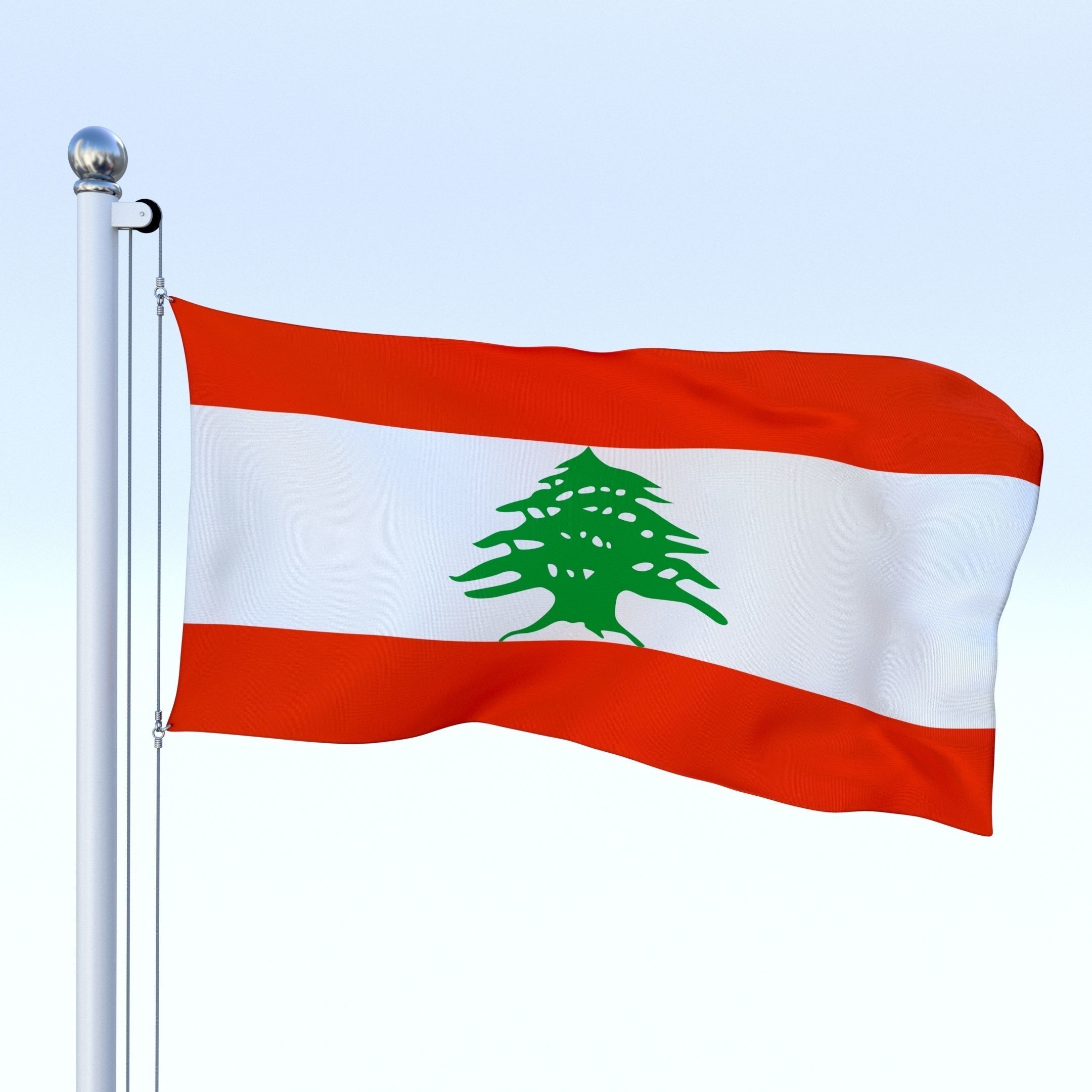 Animated Lebanon Flag Low-poly 3D model_4