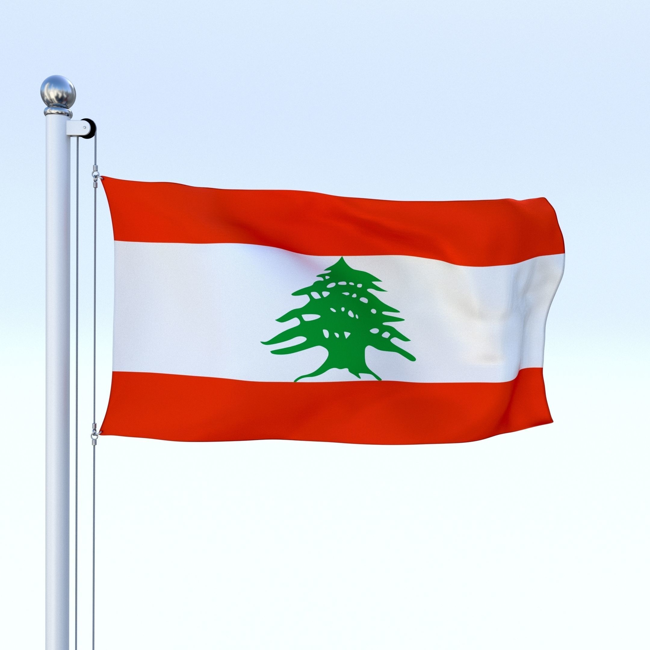 Animated Lebanon Flag Low-poly 3D model_17