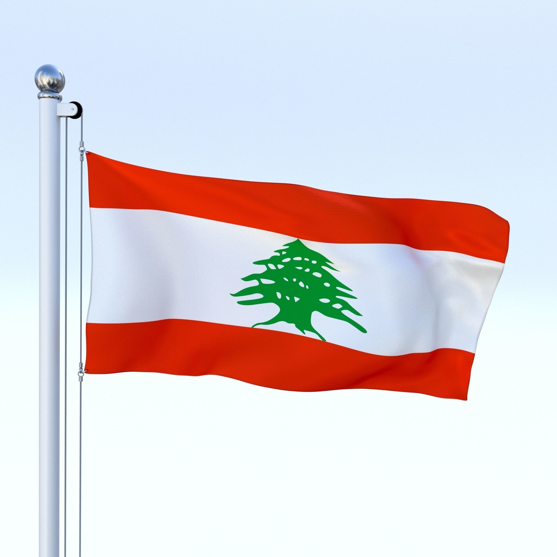 Animated Lebanon Flag Low-poly 3D model_1