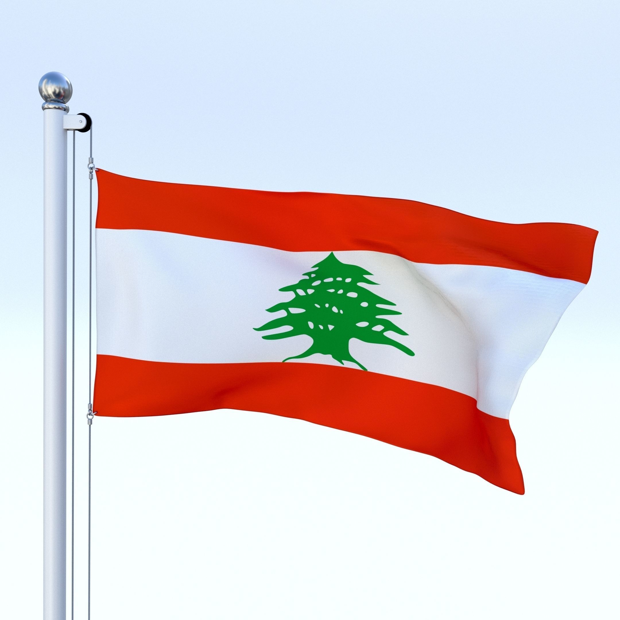 Animated Lebanon Flag Low-poly 3D model_2