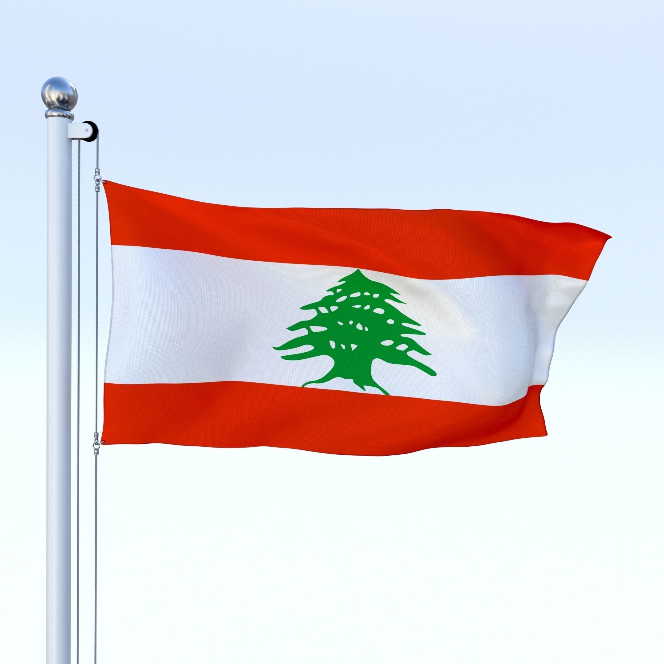 Animated Lebanon Flag Low-poly 3D model_16