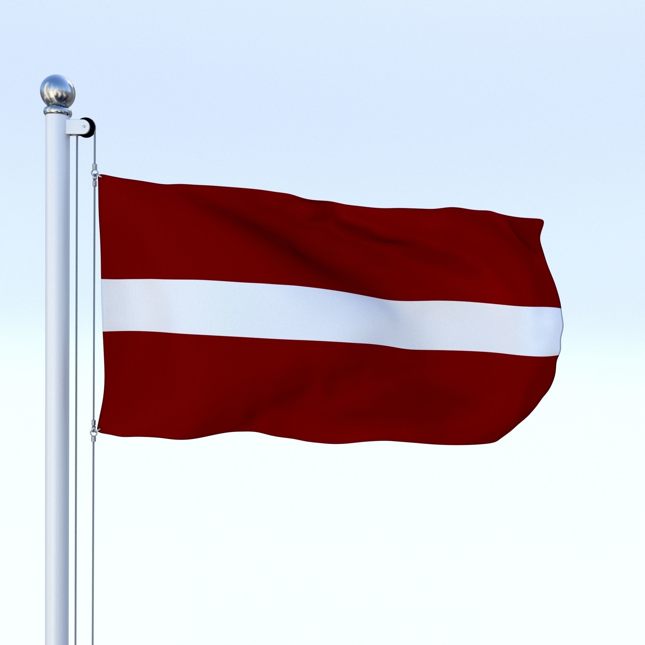 Animated Latvia Flag Low-poly 3D model_14