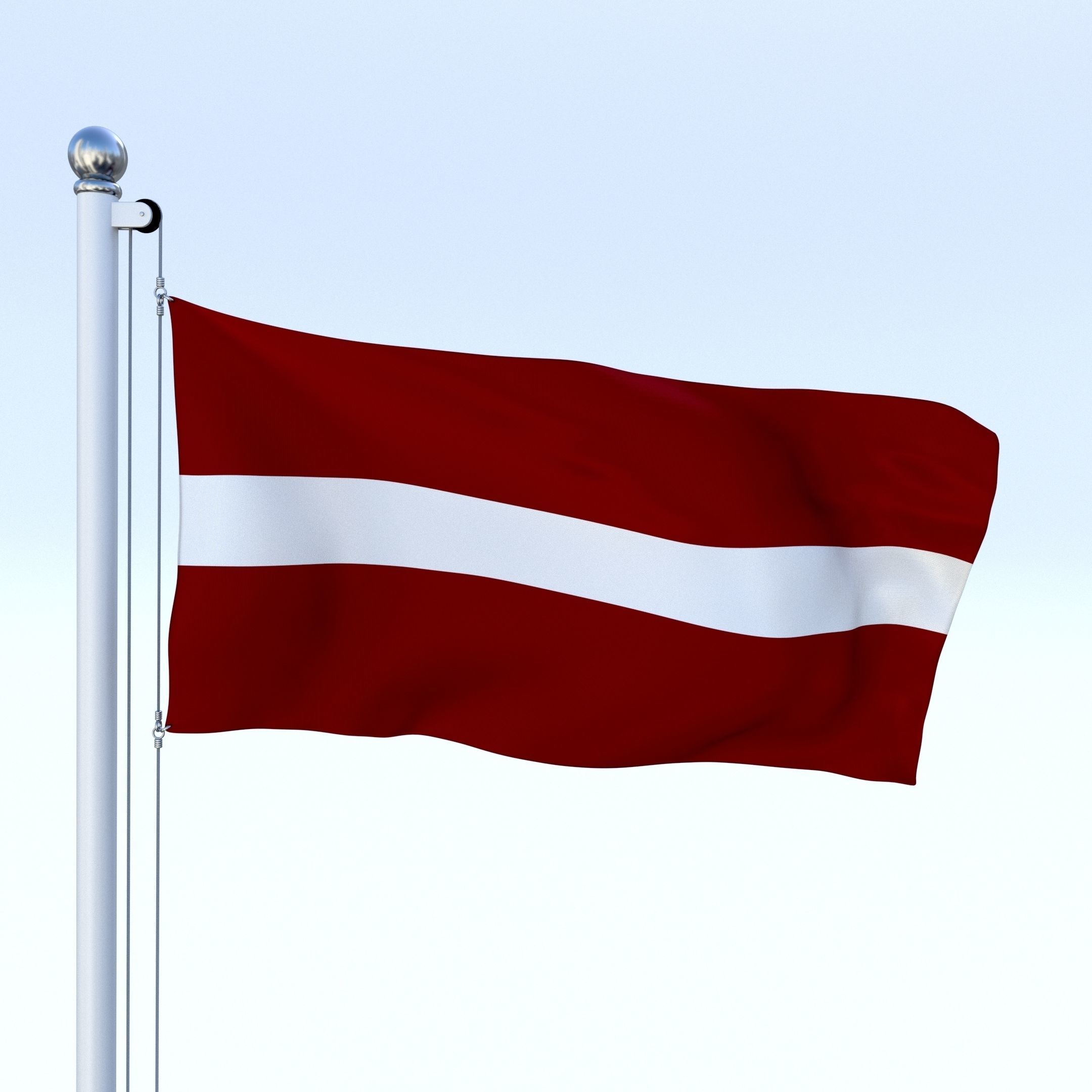 Animated Latvia Flag Low-poly 3D model_4