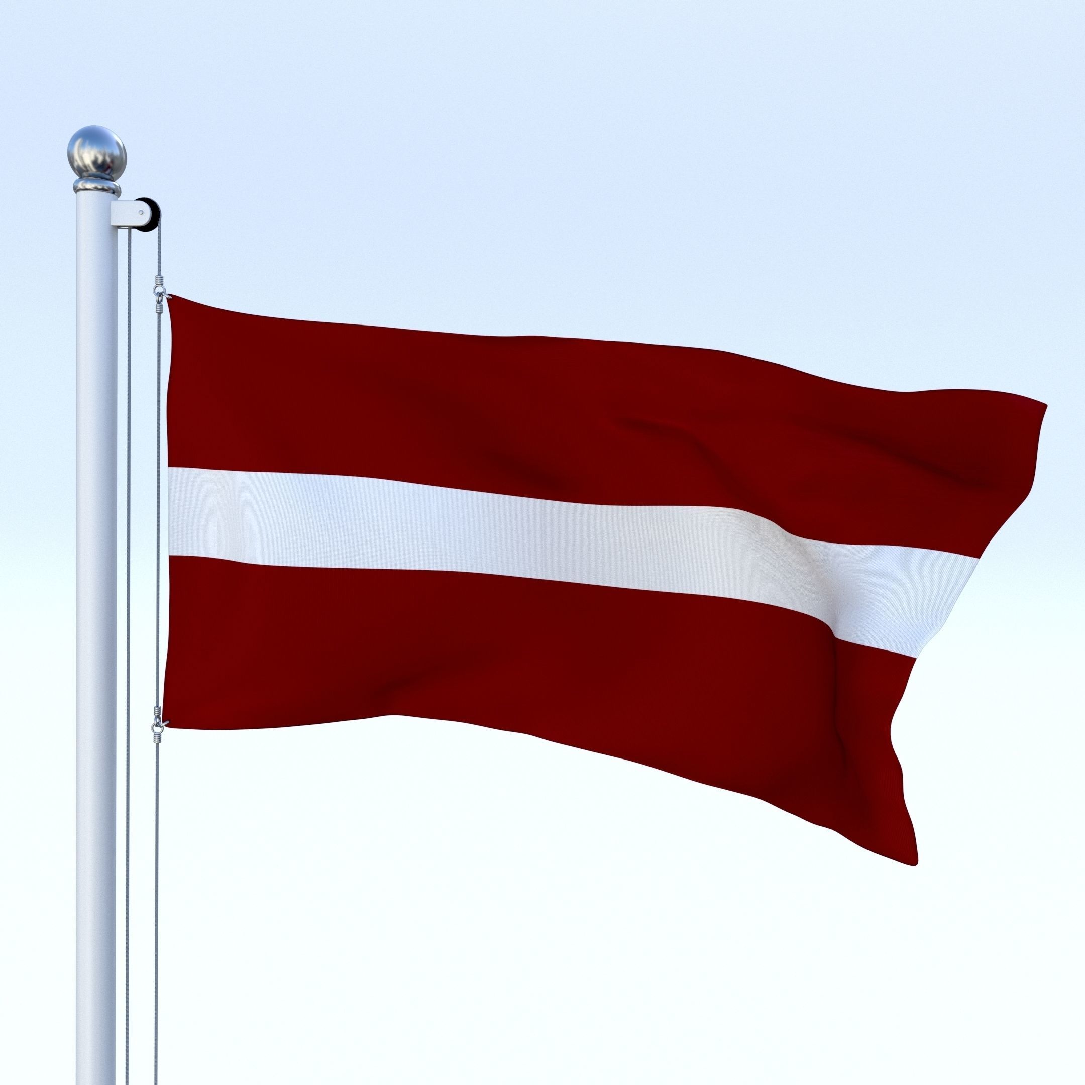 Animated Latvia Flag Low-poly 3D model_6