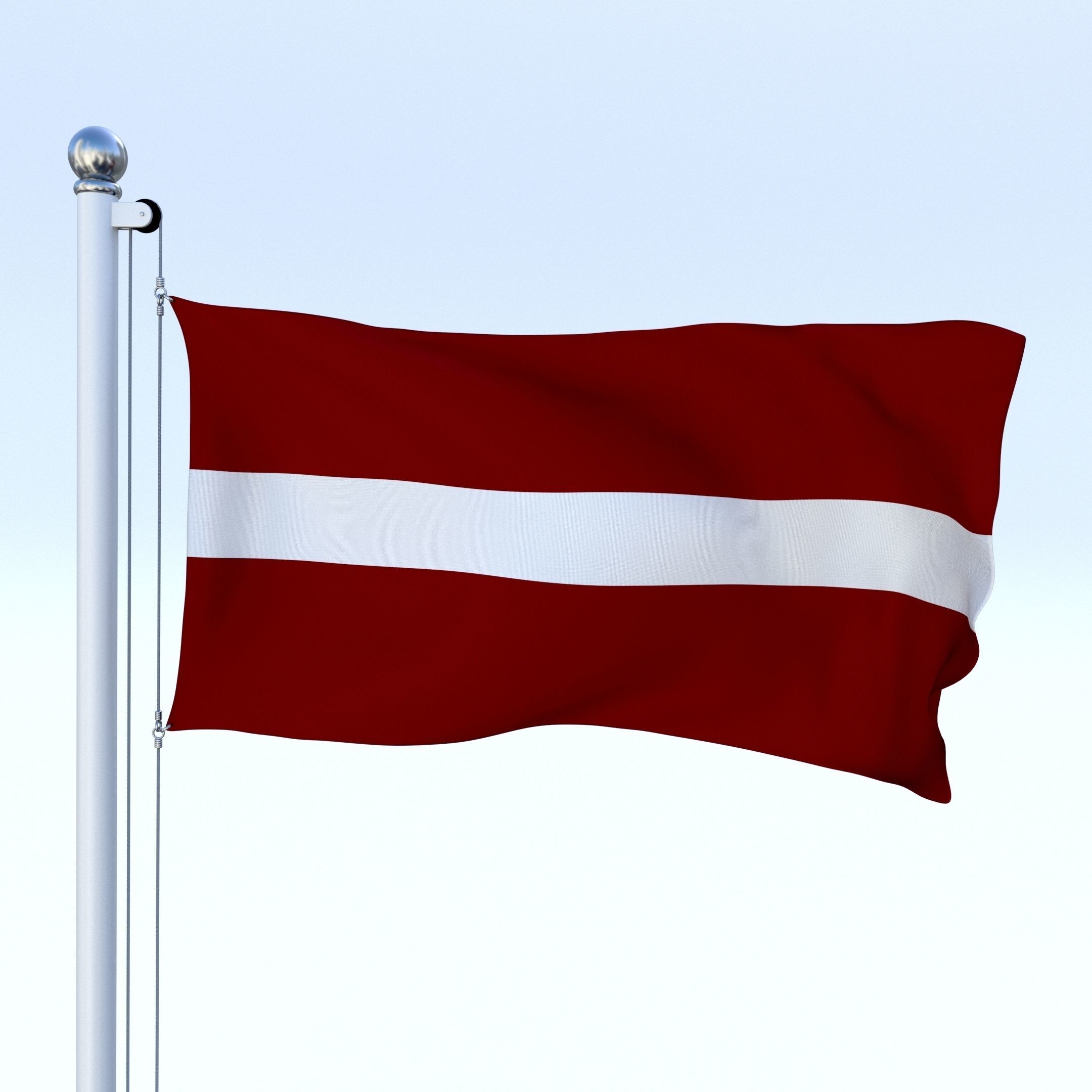 Animated Latvia Flag Low-poly 3D model_12