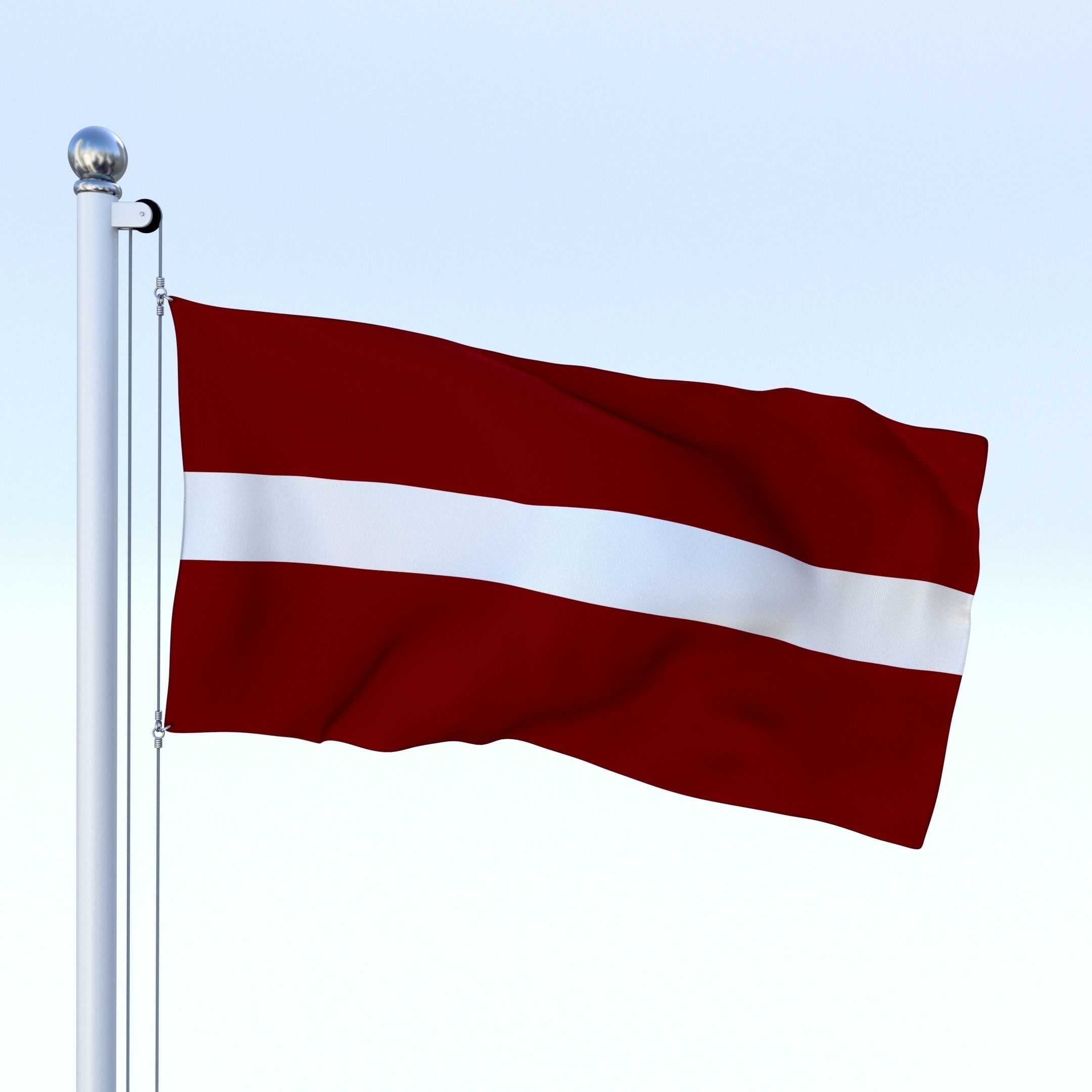 Animated Latvia Flag Low-poly 3D model_2