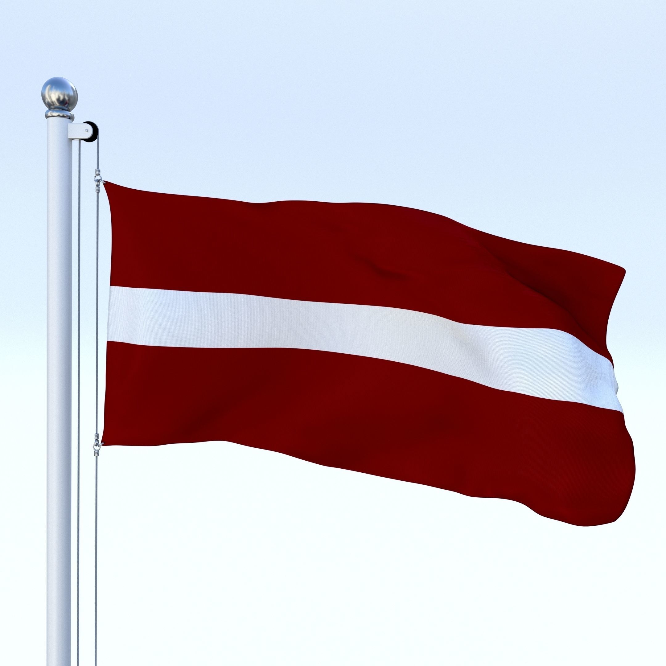 Animated Latvia Flag Low-poly 3D model_13