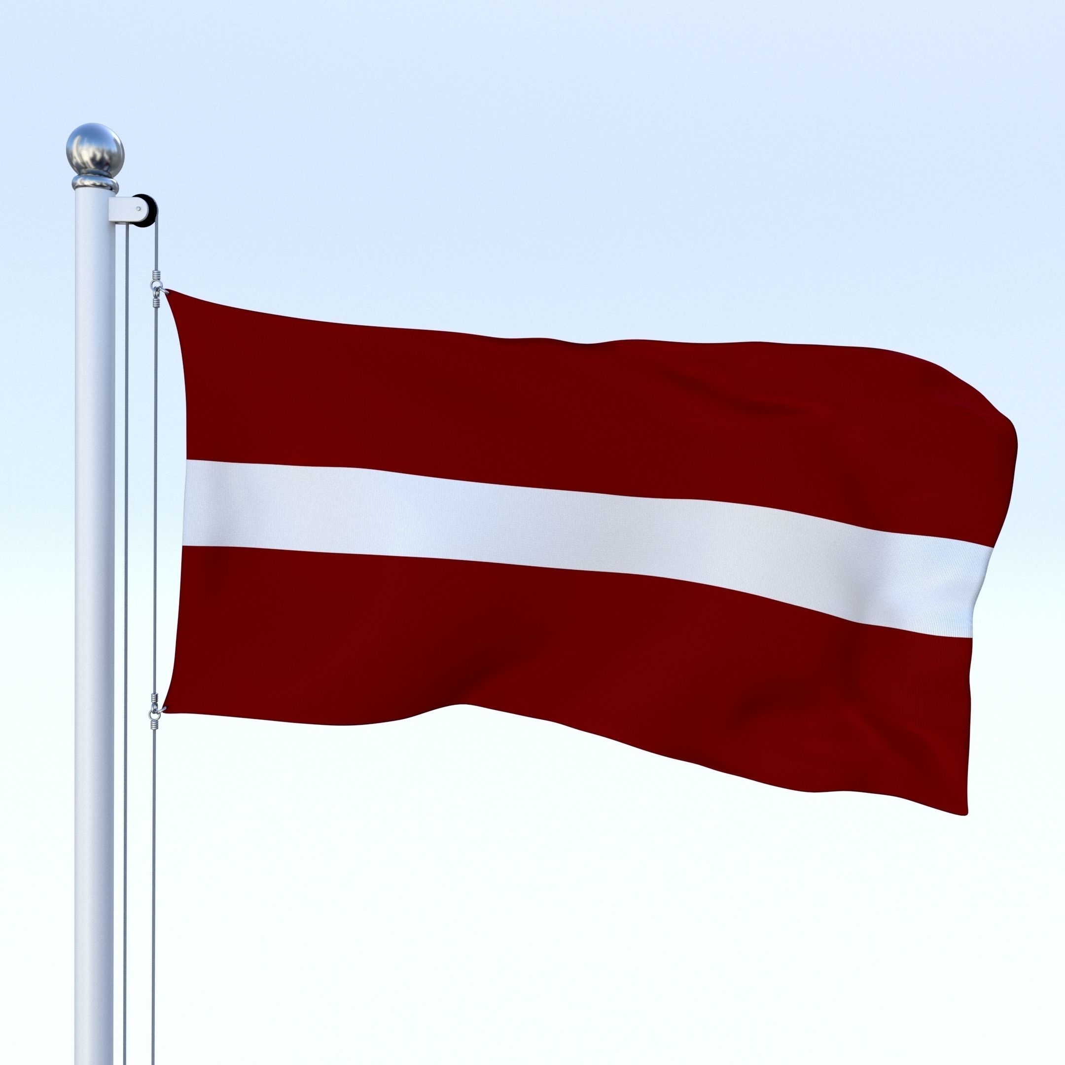 Animated Latvia Flag Low-poly 3D model_5