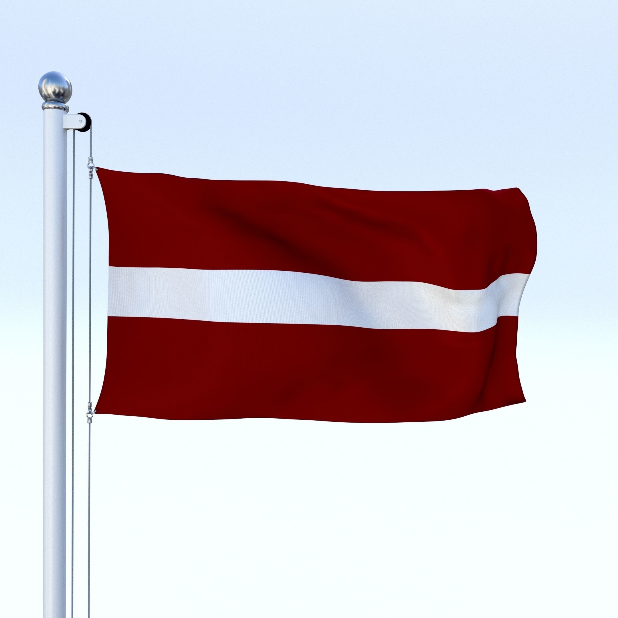 Animated Latvia Flag Low-poly 3D model_9