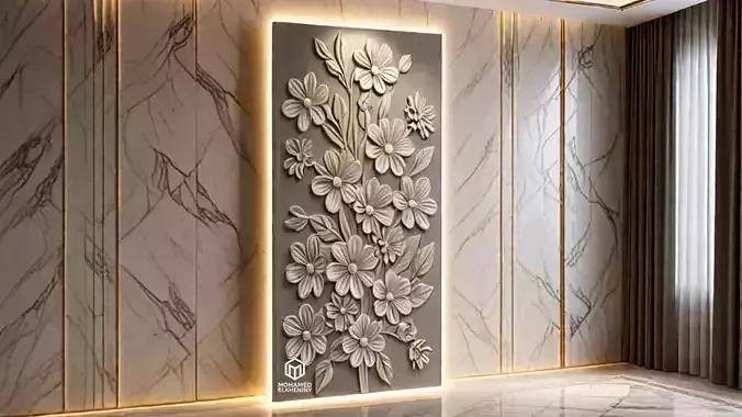modern panel wall decor set relief stl mural CNC 287