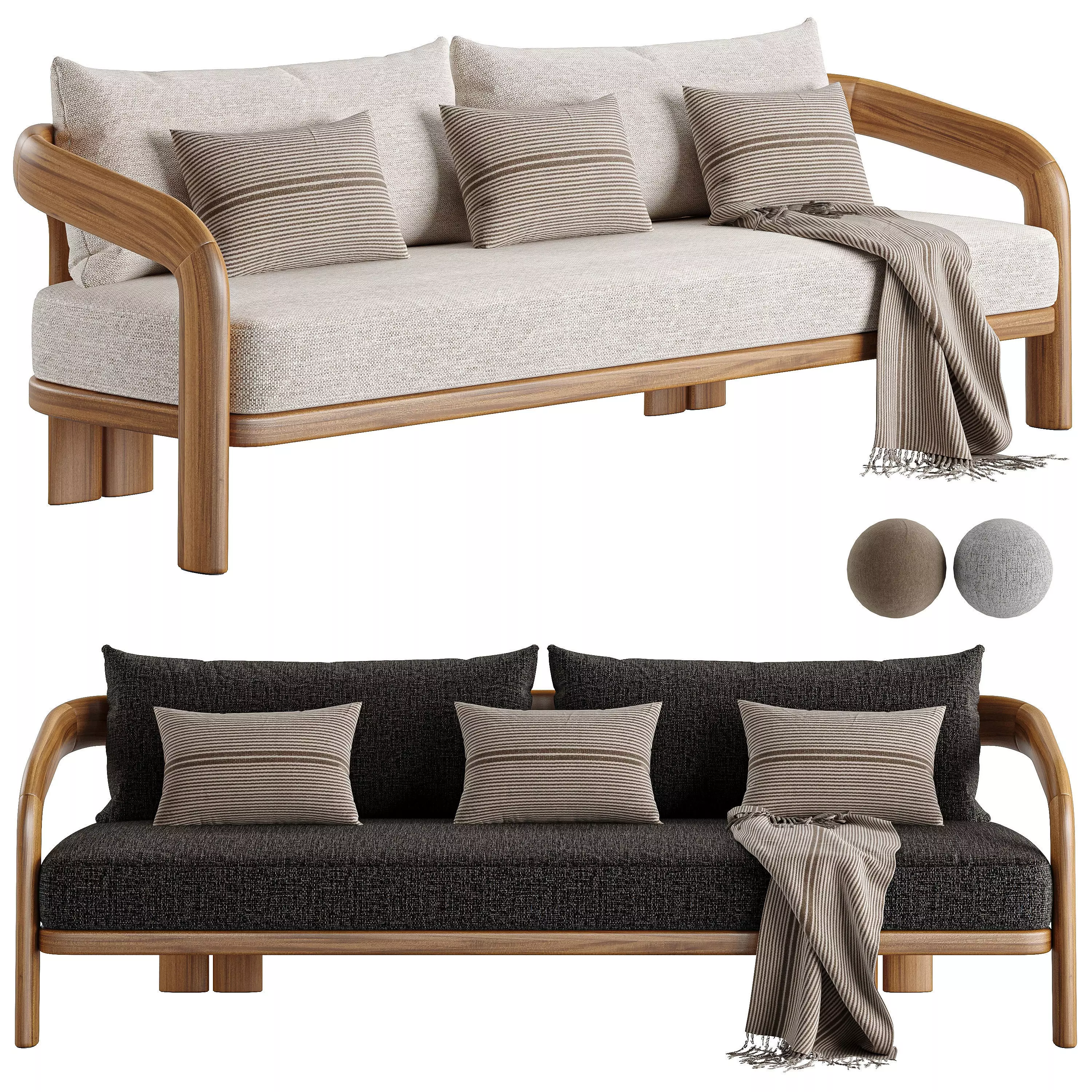 Chloe Teak 3 Seat Sofa-Harbour 3D model