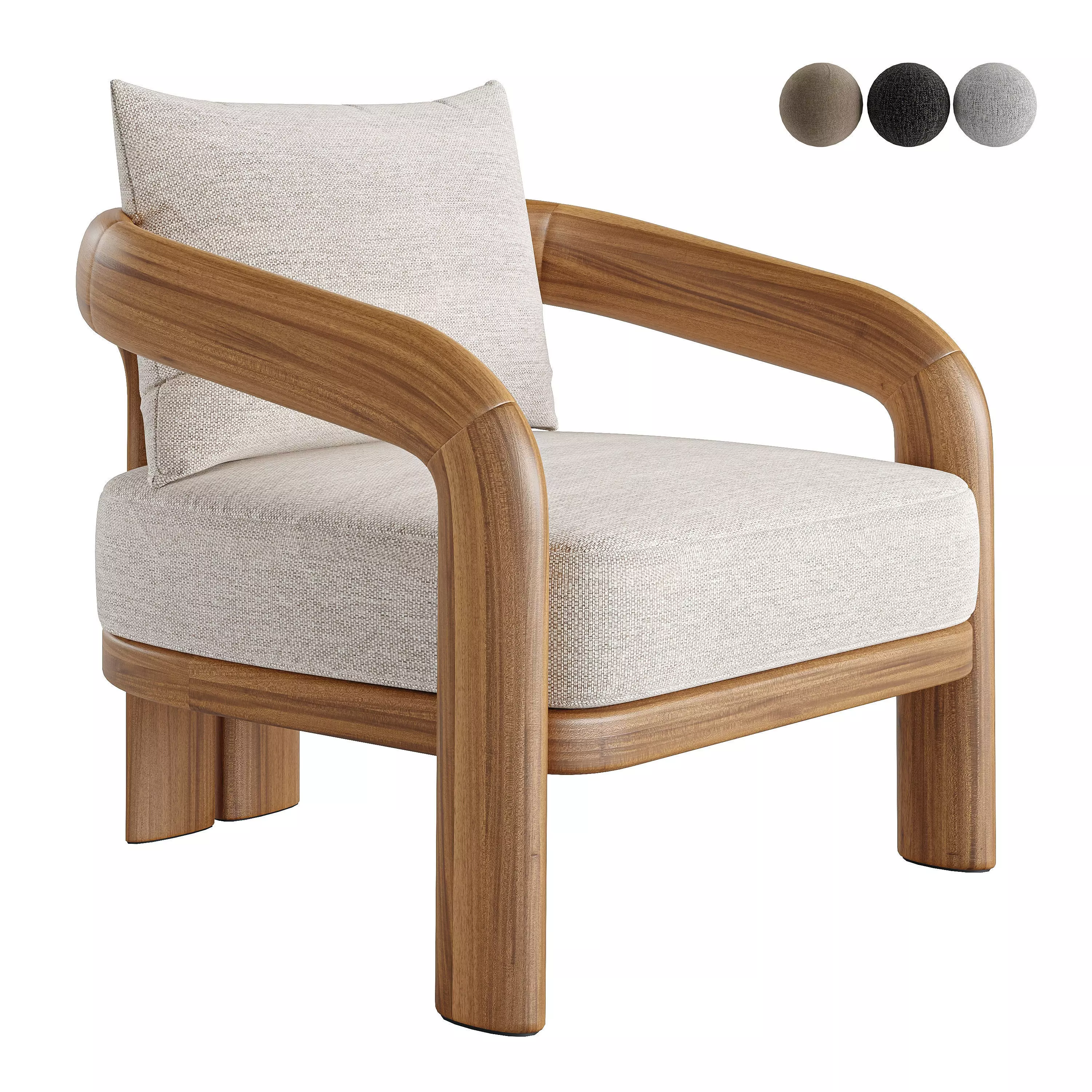 Chloe Teak Lounge Chair-Harbour 3D model