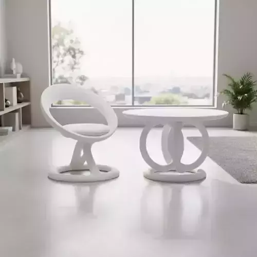 Circular Unique Chair and Table Set  Modern CGI Furniture Model