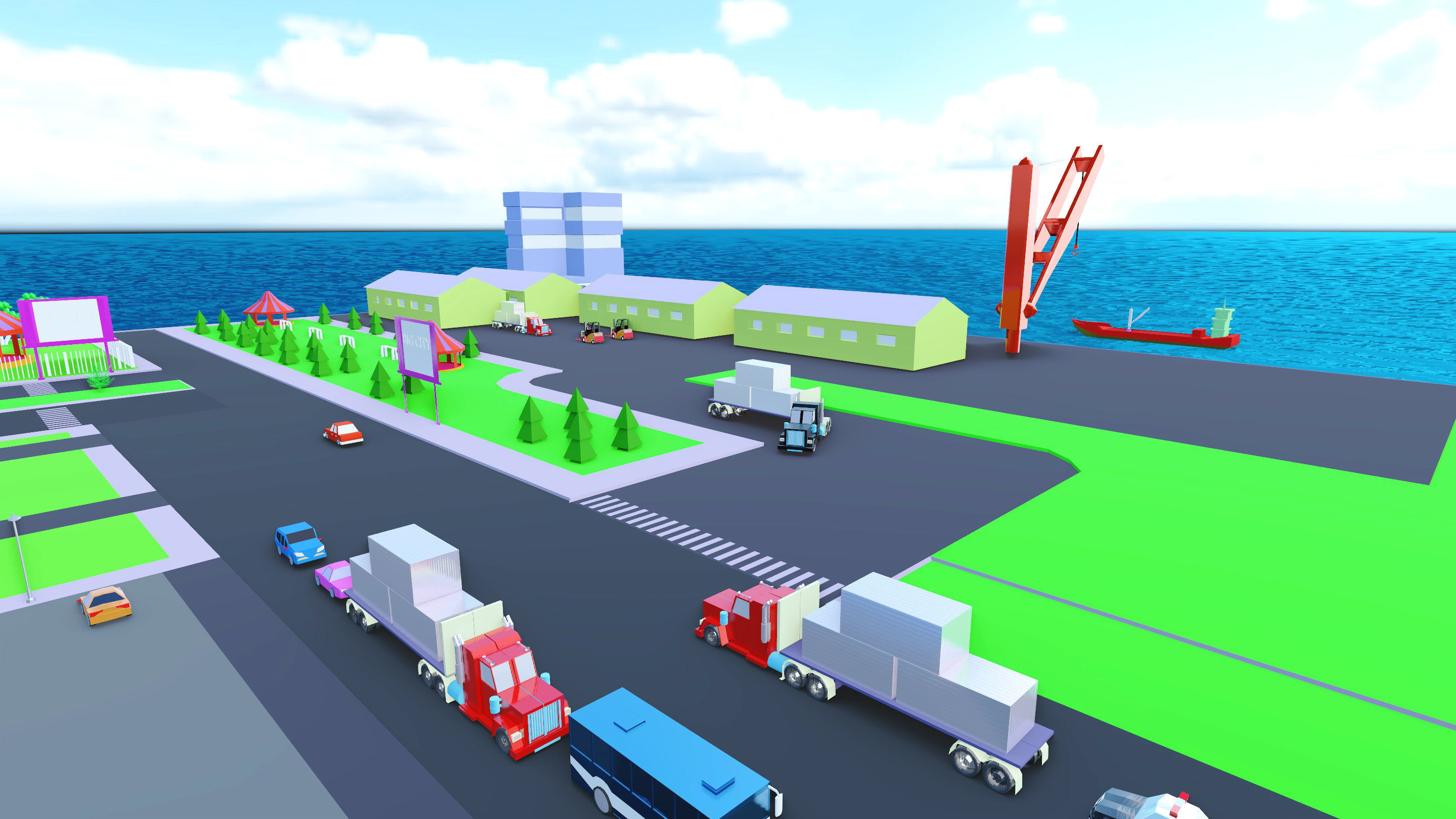 Low-Poly City big game Low-poly 3D model_7