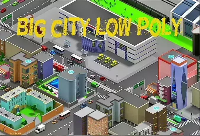 Low-Poly City big game Low-poly 3D model