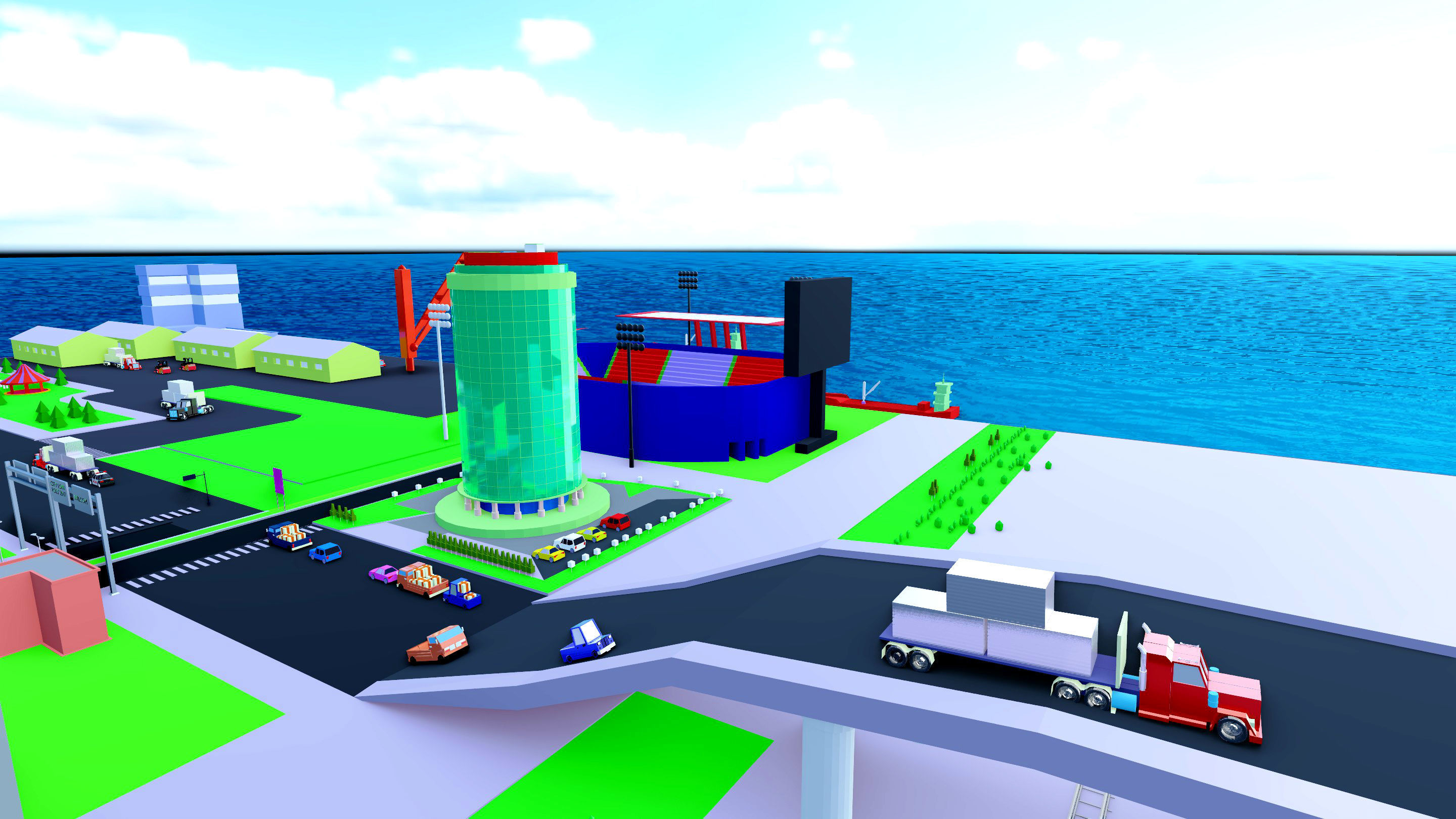 Low-Poly City big game Low-poly 3D model_9