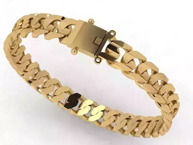Men Cuban Link Classic Gold Bracelet  Safe Box Clasp