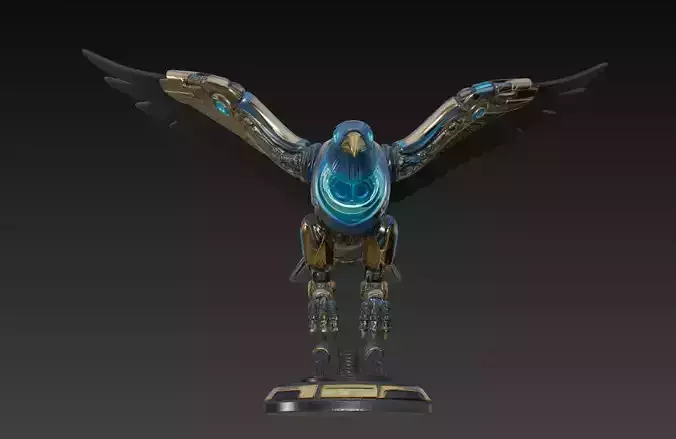 Cyber Falcon Top View - Advanced Futuristic Mecha Bird 3D Model