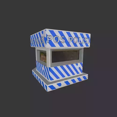 Stylized Indonesian Police Post Booth Isometric 3D Model