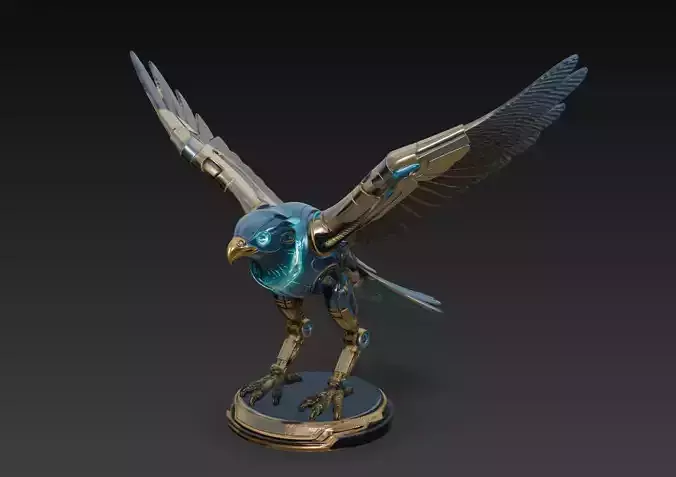 Cyber Falcon - Futuristic Mechanical Bird 3D Model